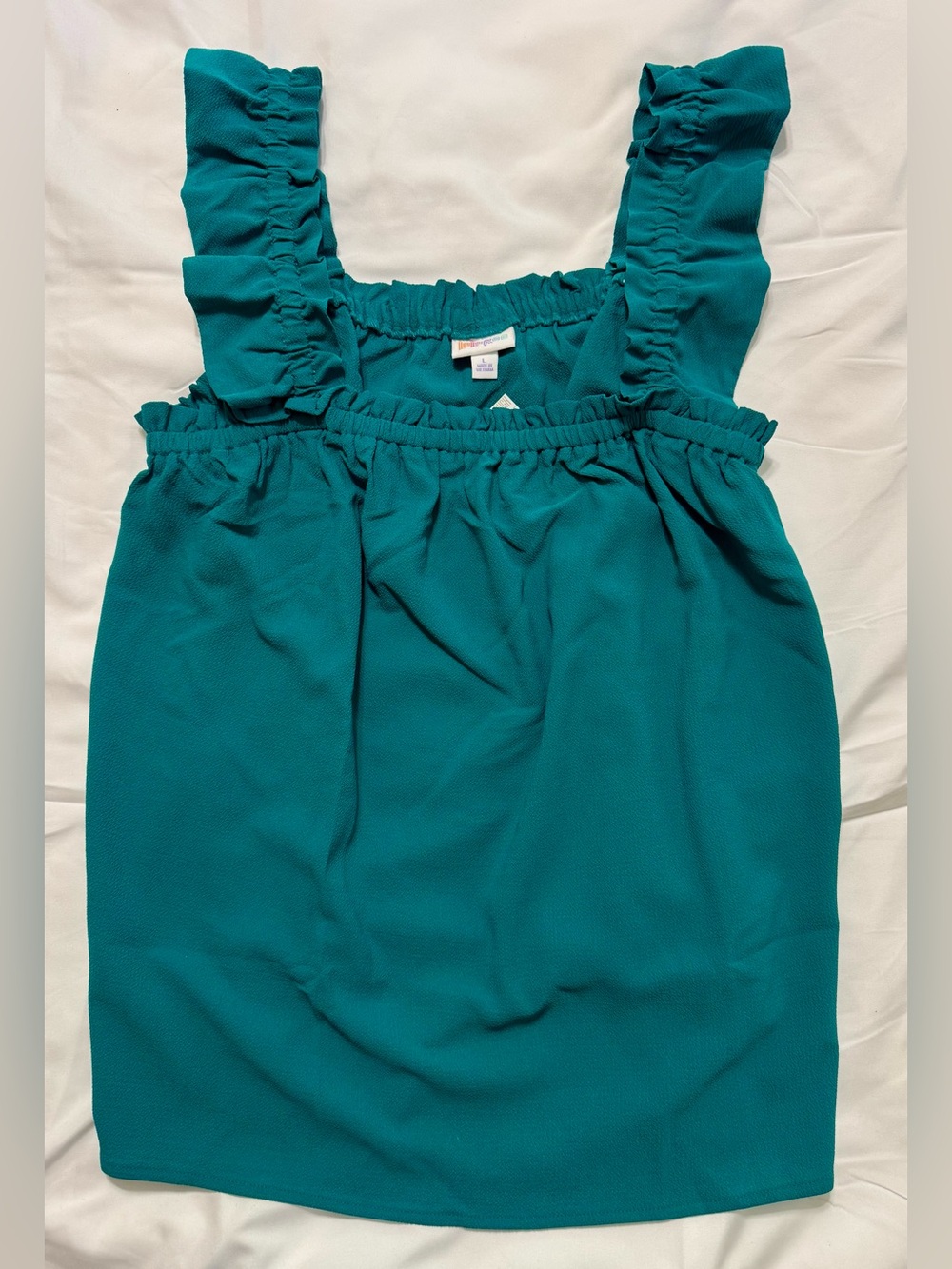 LuLaRoe Daisy Top Teal Ruffle Strap Blouse NWT Size Large